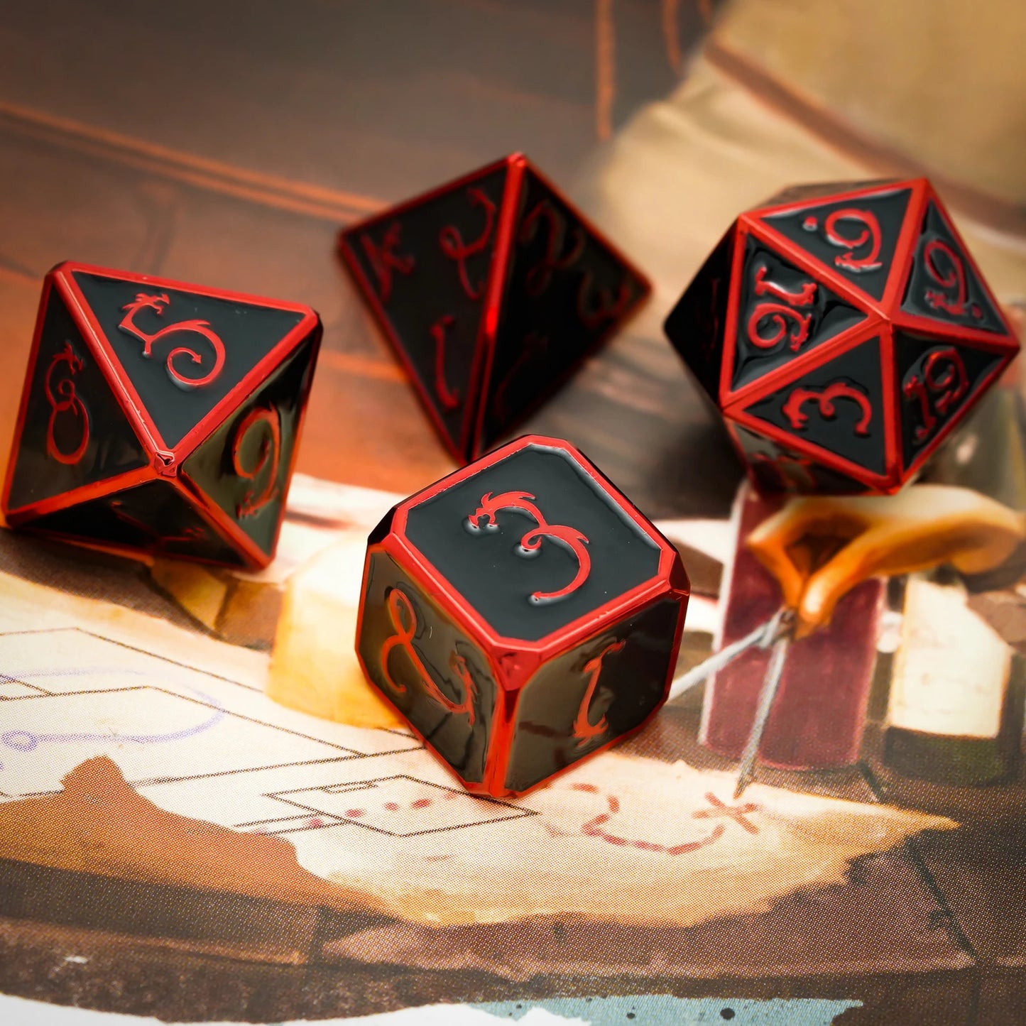 Dragon Font Metal Dice - Ancient Silver