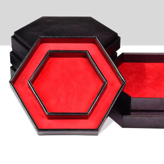 Hexagon Dice Case and Tray - Red