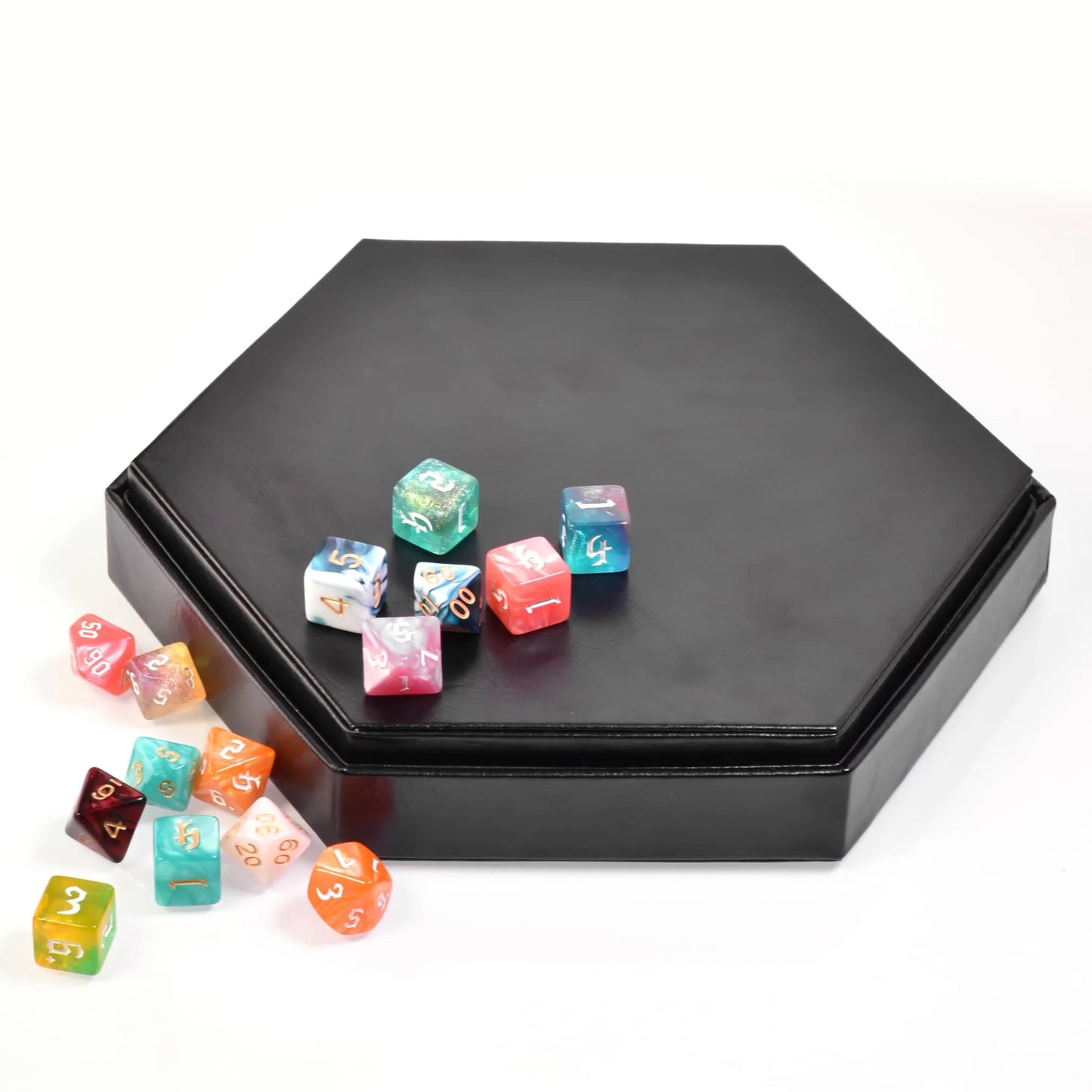 Hexagon Dice Case and Tray - Green