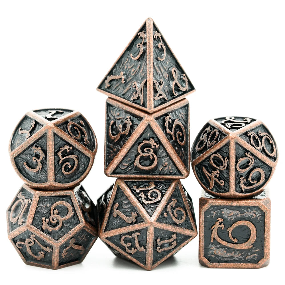 Dragon Font Metal Dice - Red Copper