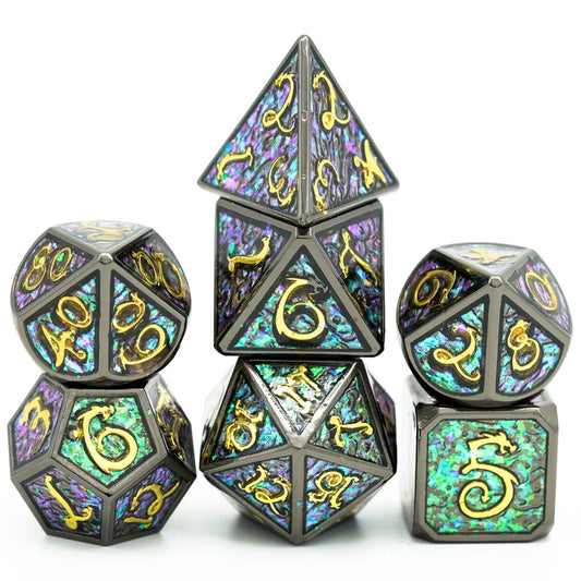 Dragon Font Metal Dice - Nickel