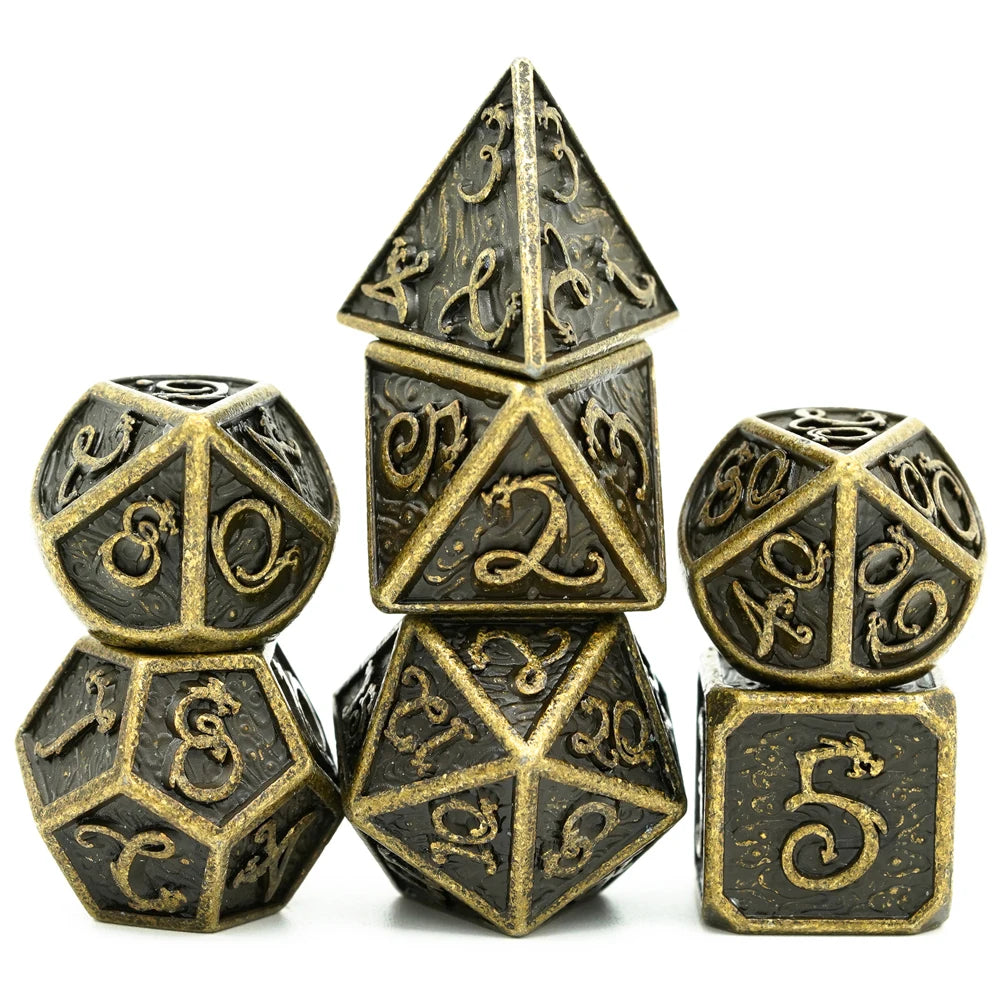 Dragon Font Metal Dice - Bronze