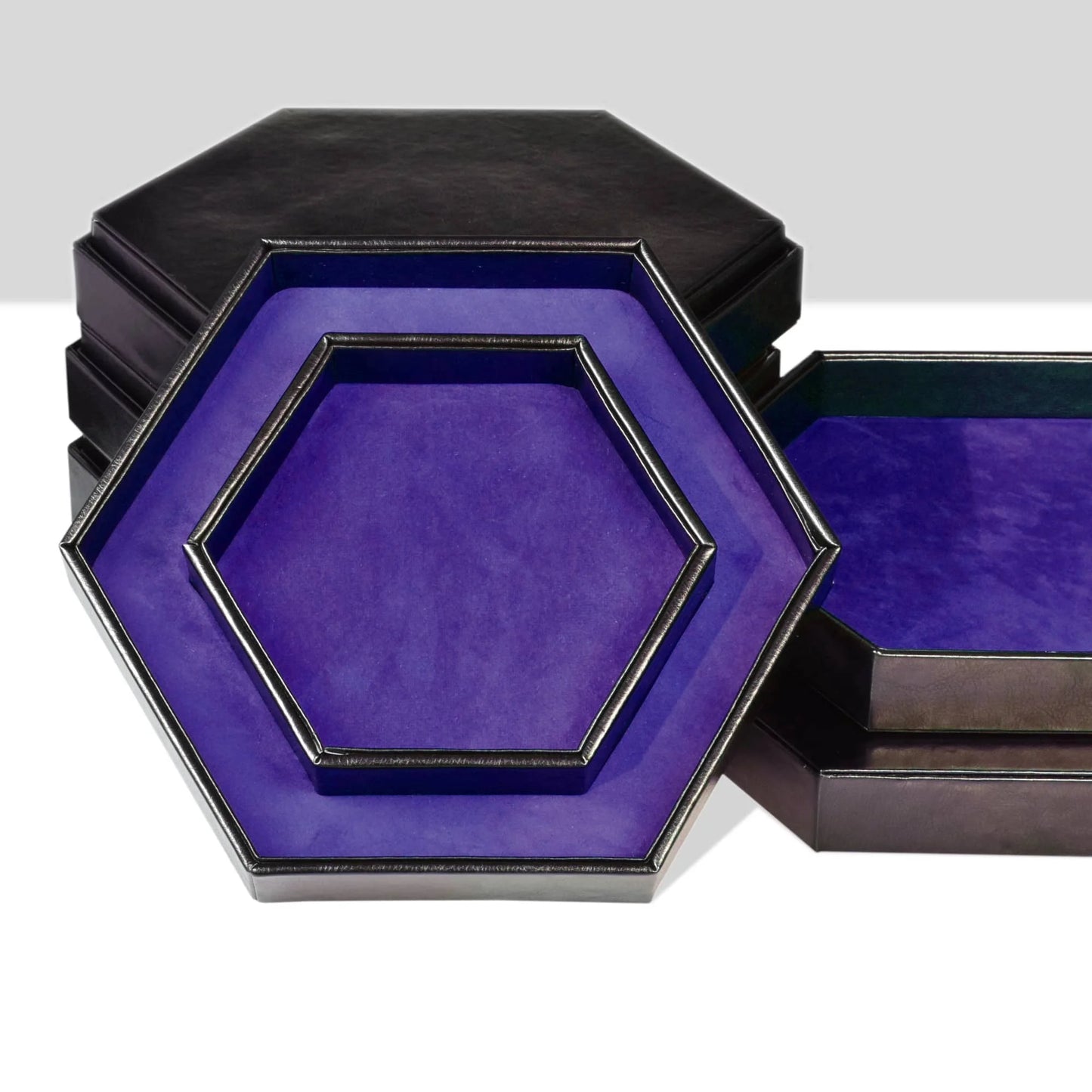 Hexagon Dice Case and Tray - Dark Purple