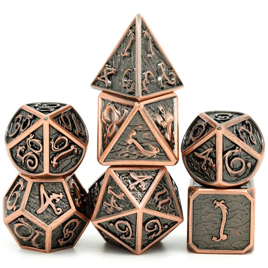 Dragon Font Metal Dice - Ancient Copper