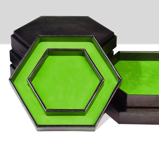 Hexagon Dice Case and Tray - Green