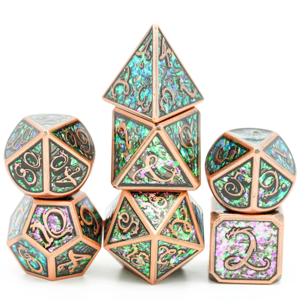 Dragon Font Metal Dice - Copper Prism