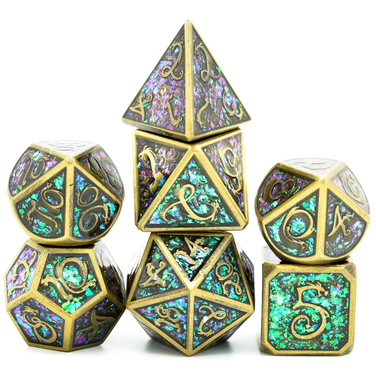 Dragon Font Metal Dice - Bronze Prism