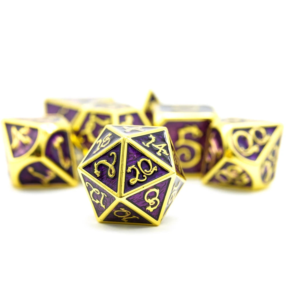 Dragon Font Metal Dice - Silver