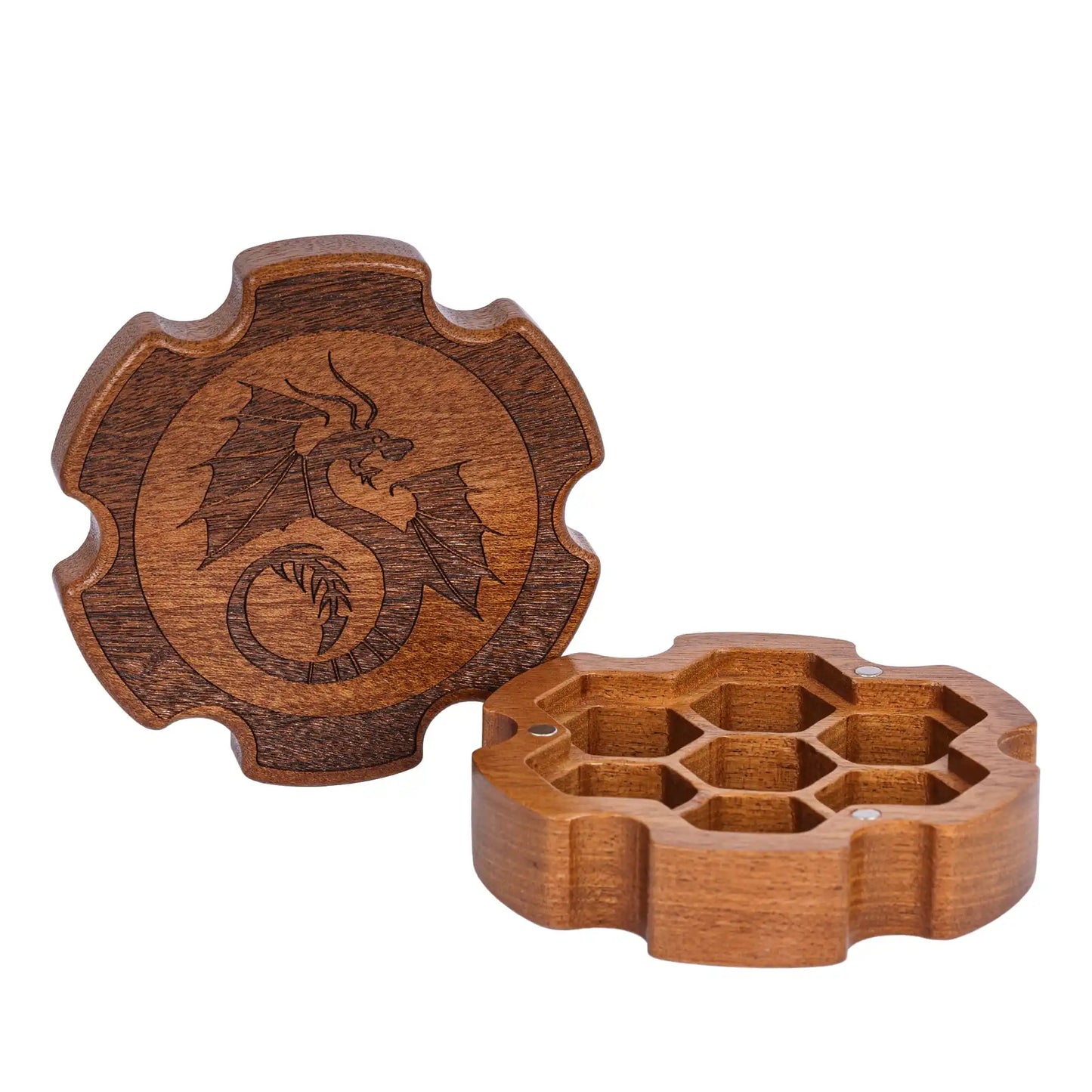 Hexagon Wooden Dice Box - Dragon Gears