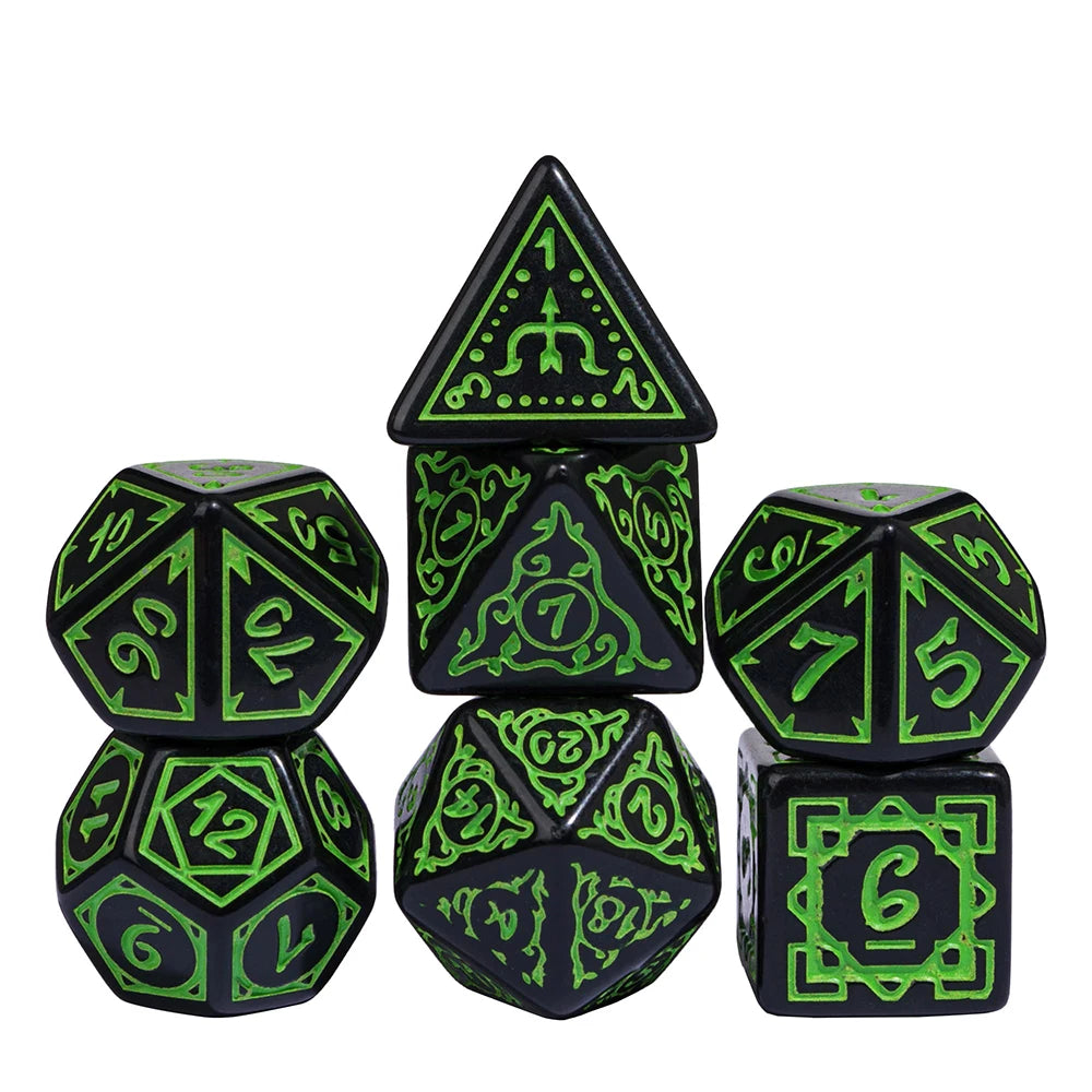 Framed Edges Acrylic Dice - Black and Green