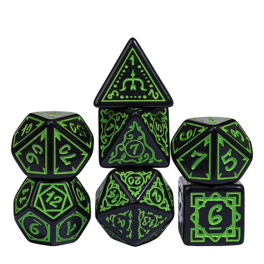 Framed Edges Acrylic Dice - Black and Green