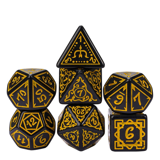 Framed Edges Acrylic Dice - Black and Yellow