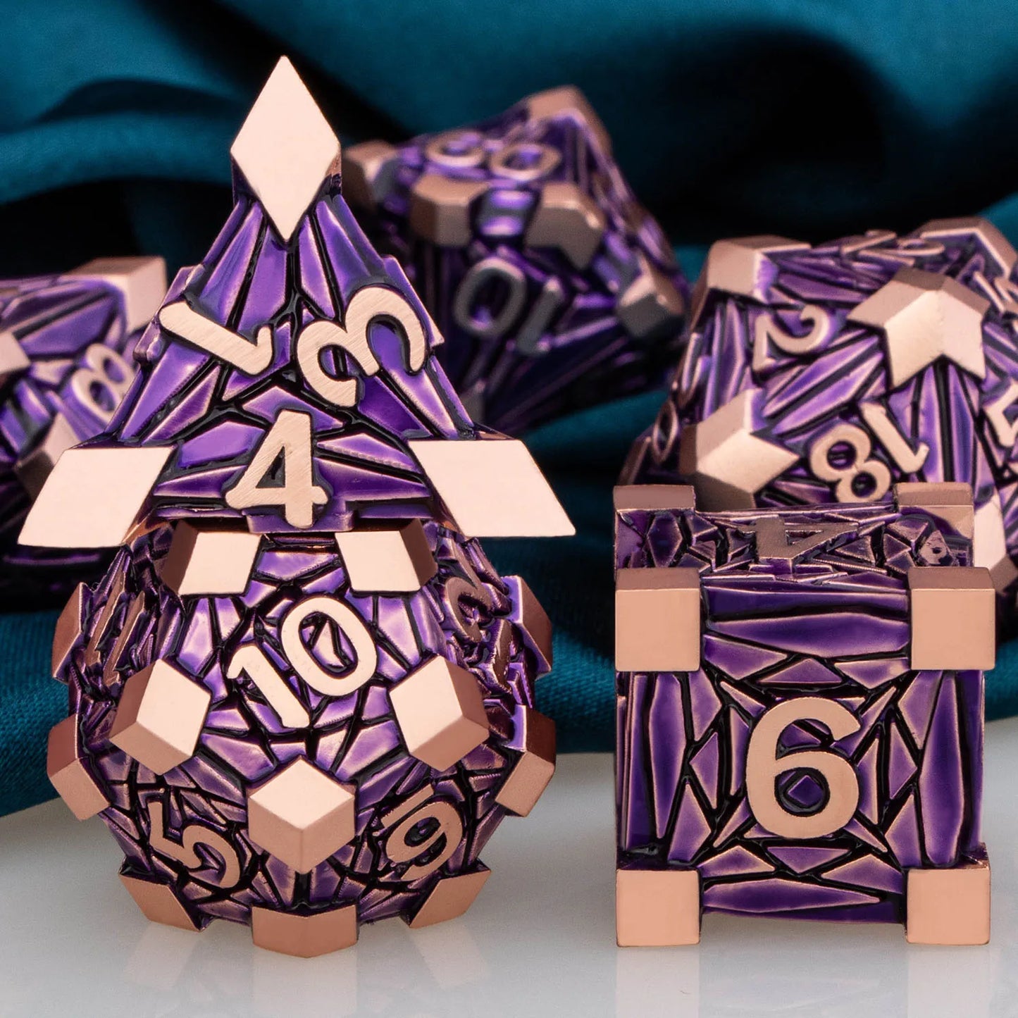 Edge Capped Metal Dice - Rustic Purple