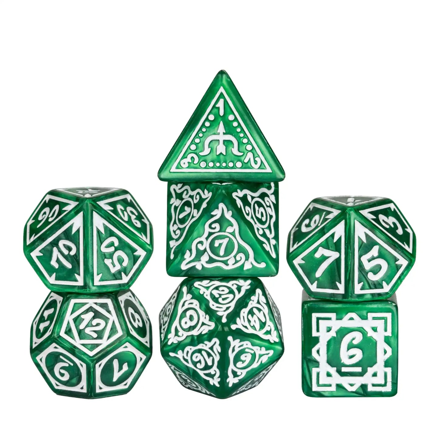 Framed Edges Acrylic Dice - Green and White