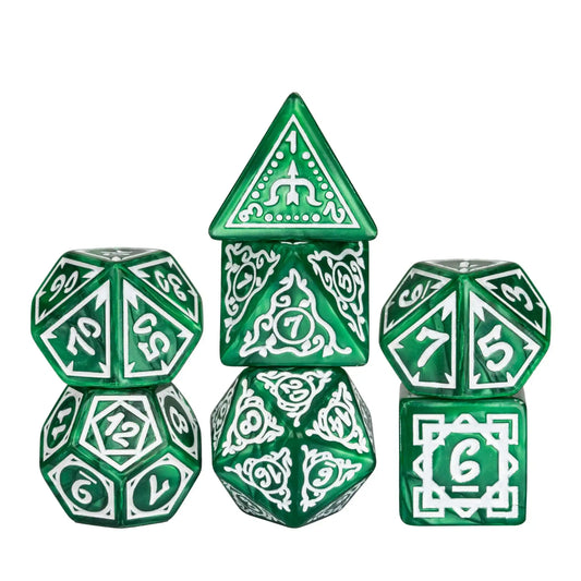 Framed Edges Acrylic Dice - Green and White