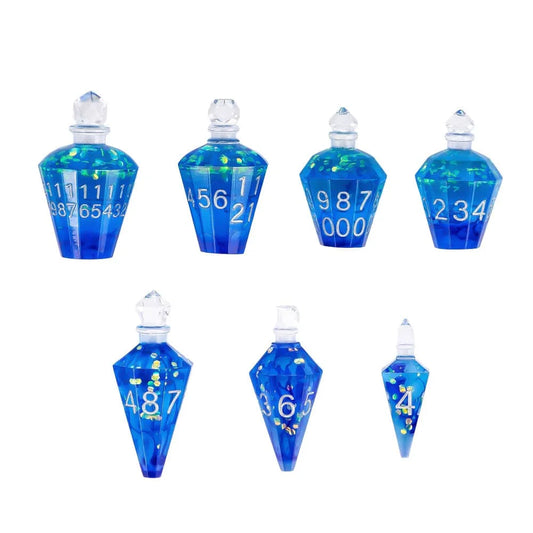 Potion Bottles Dice - Blue Glitter