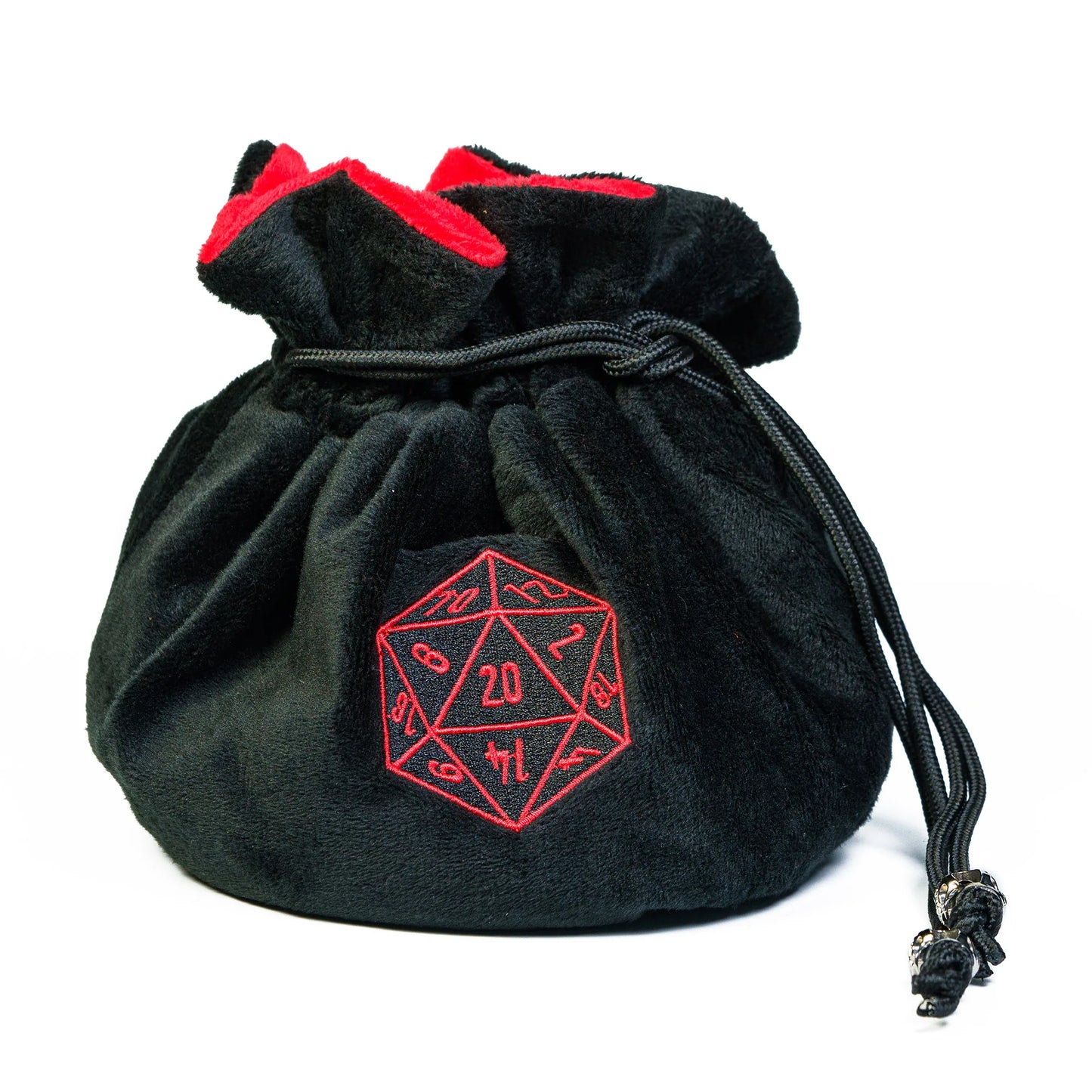 D20 Drawstring Dice Bag - Black