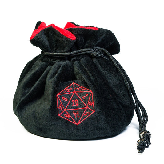 D20 Drawstring Dice Bag - Black