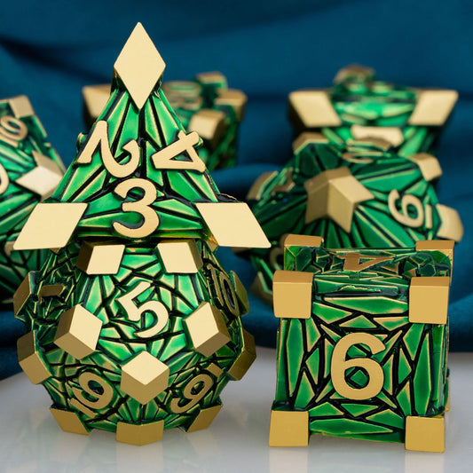 Edge Capped Metal Dice - Royal Green