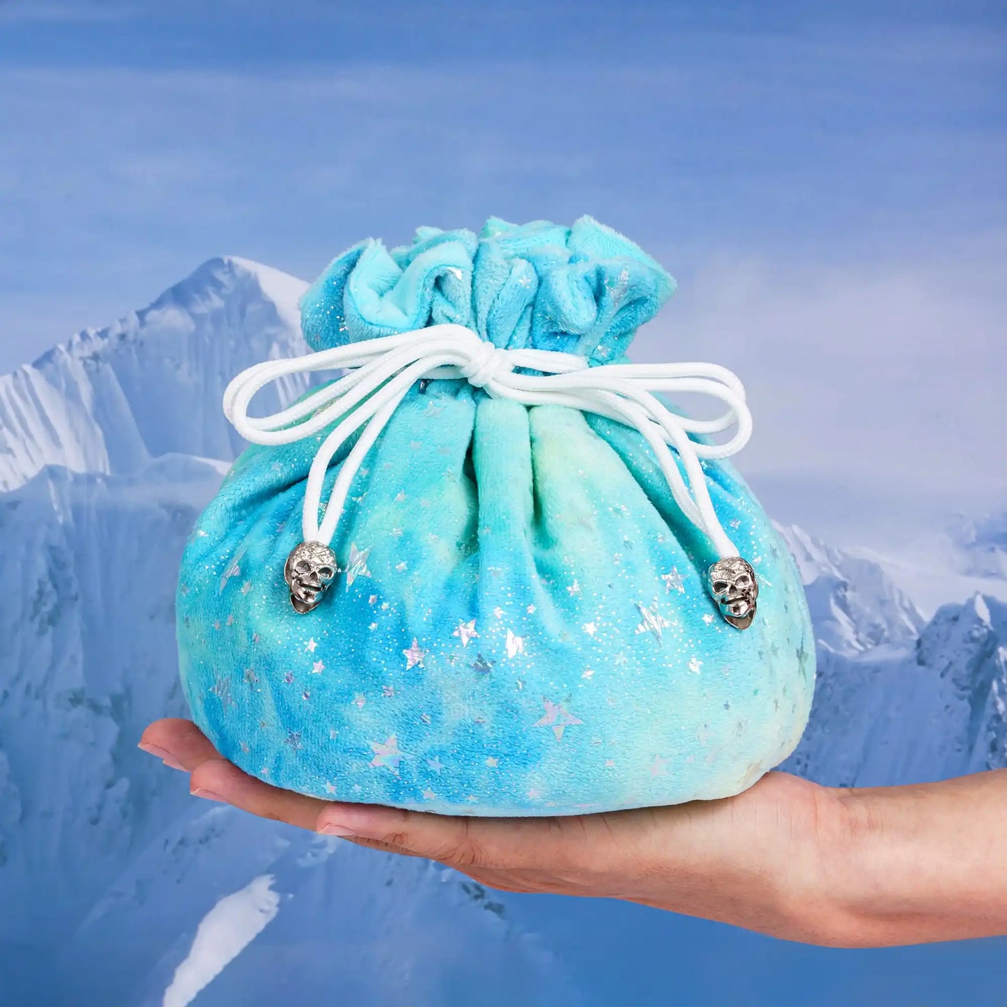 D20 Drawstring Dice Bag - Cyan Stars