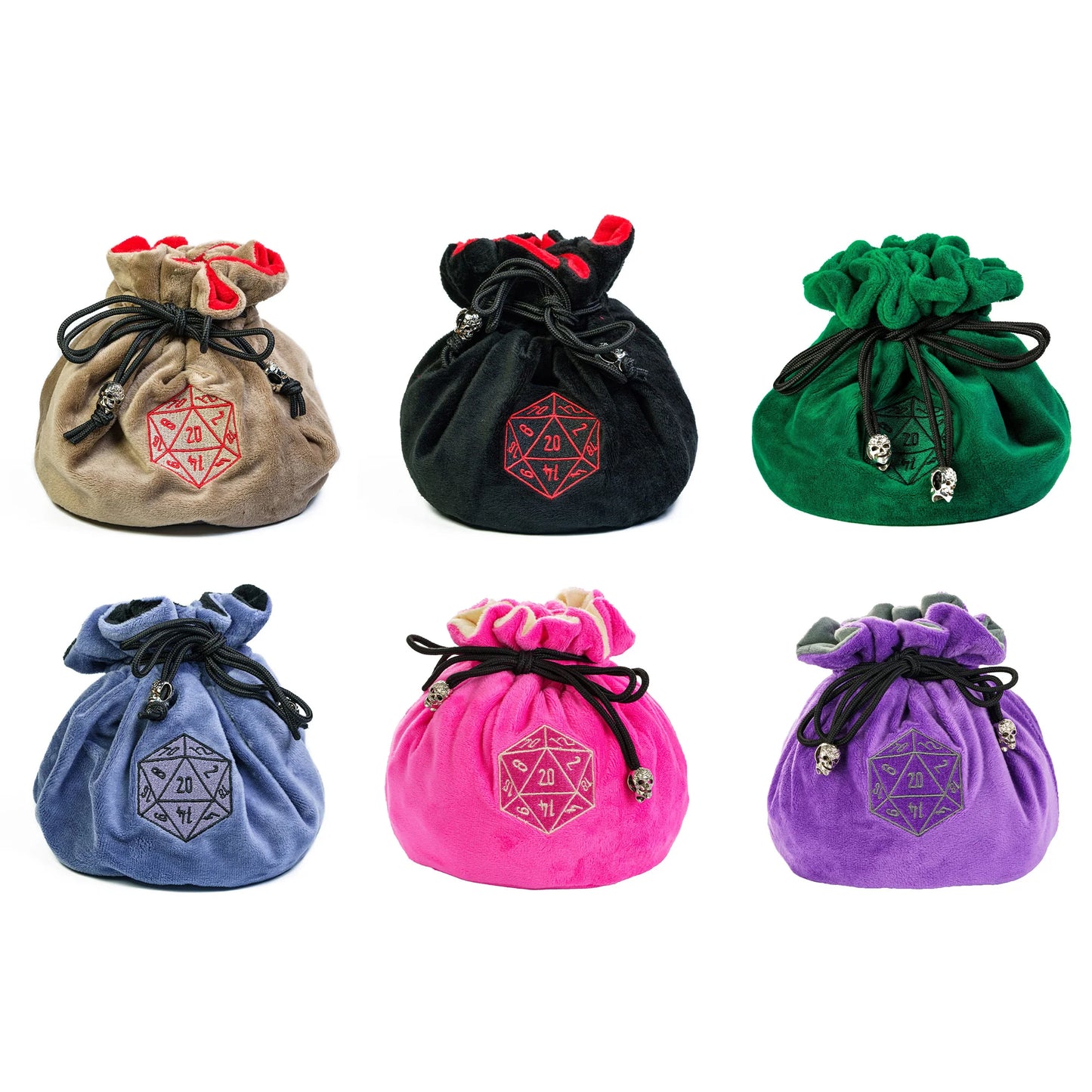 D20 Drawstring Dice Bag - Rose