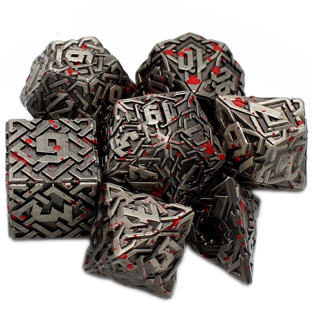 Celtic Metal Dice - Blood Splatters