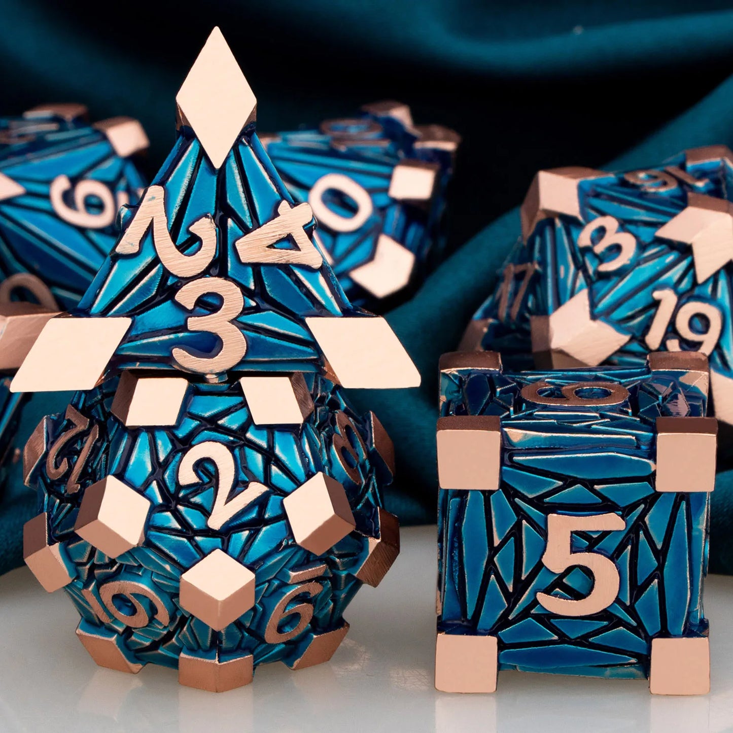 Edge Capped Metal Dice - Rustic Blue