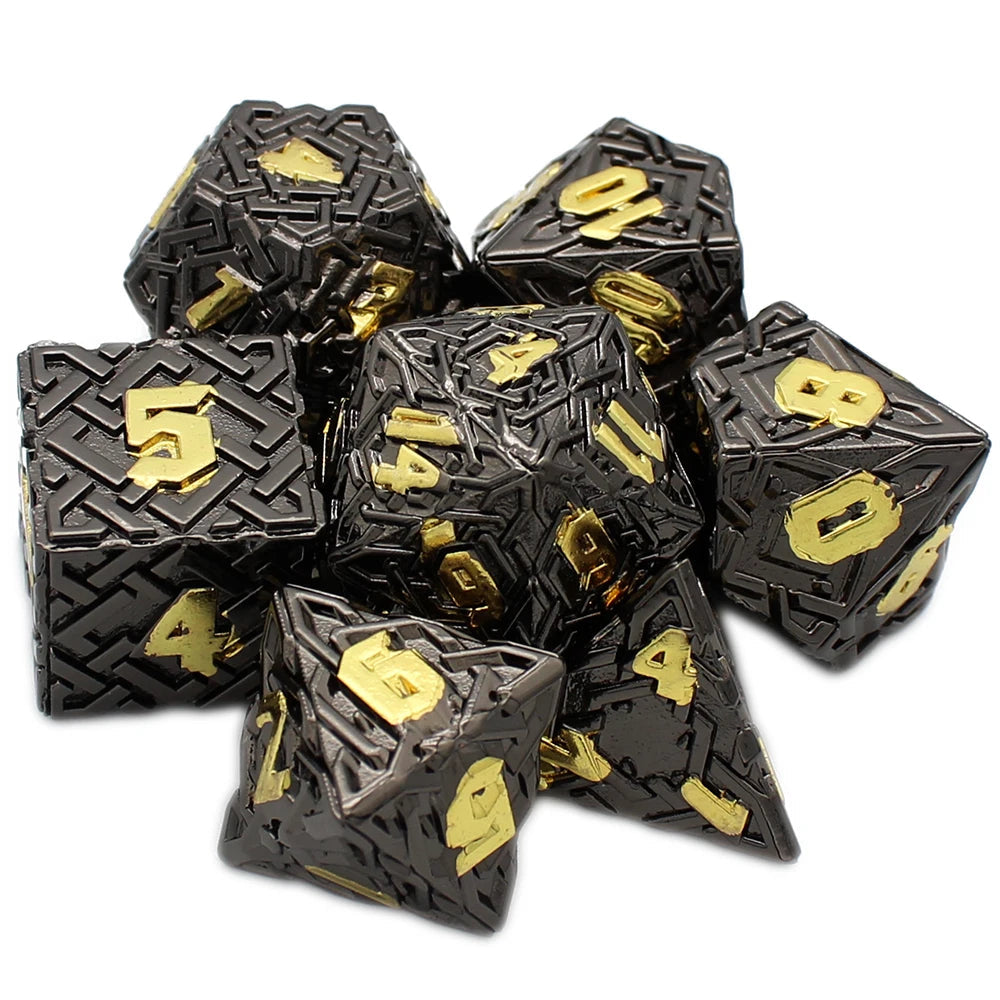 Celtic Metal Dice - Black and Yellow