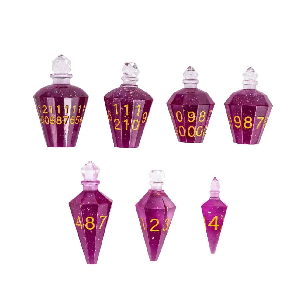 Potion Bottles Dice - Purple w/ Gold Font