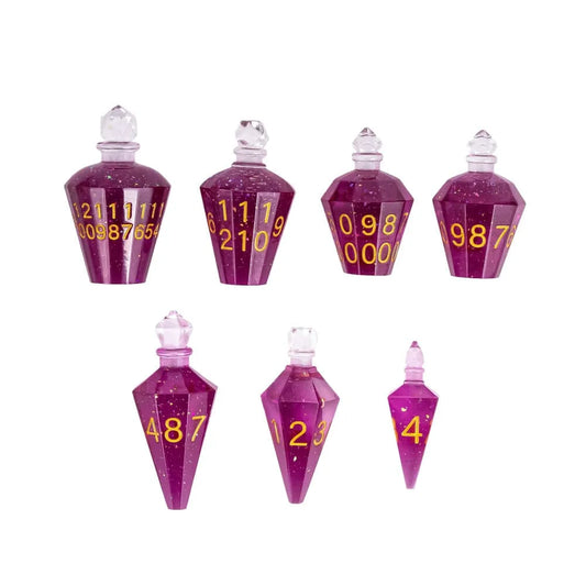 Potion Bottles Dice - Purple w/ Gold Font
