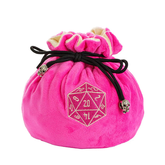 D20 Drawstring Dice Bag - Rose