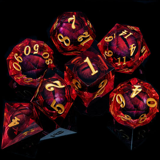 Eye of Cthulhu Resin Dice - Red Resin w/ Sharp Red Eyes