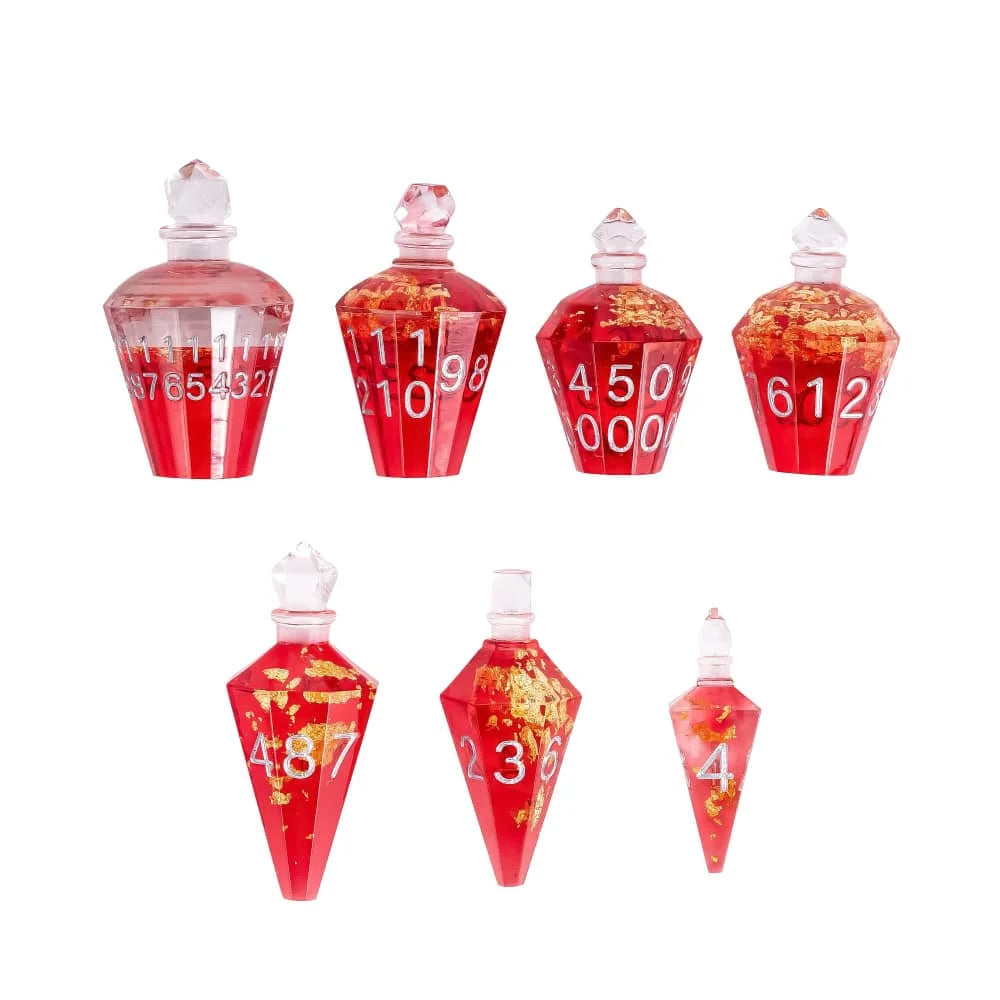 Potion Bottles Dice - Red w/ Gold Foil