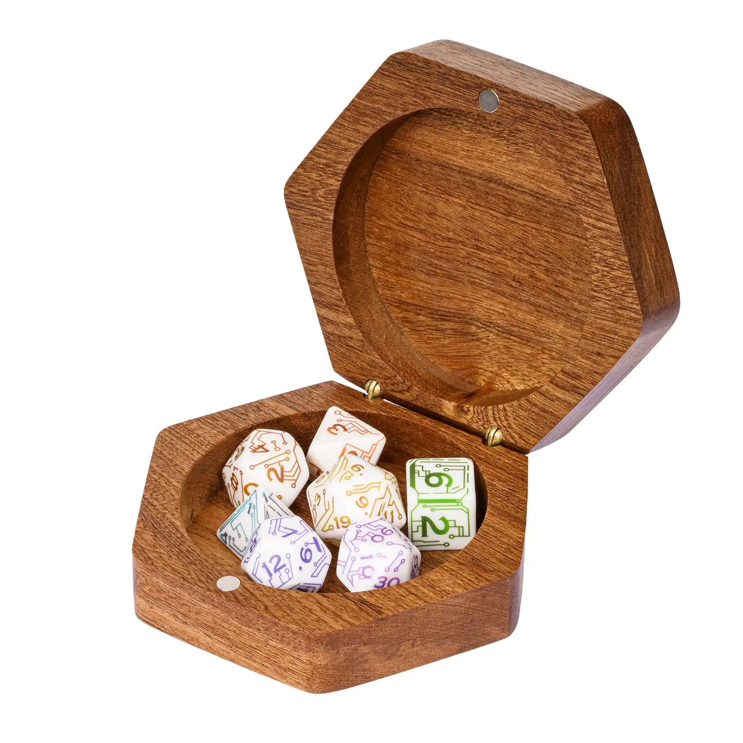 Hexagon Wooden Dice Box - Flying Dragon